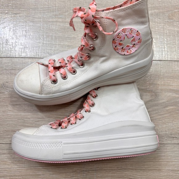 Converse Chunk Taylor All Star Move High Top Platform Peaches Sneakers Women 8.5 - Picture 3 of 8